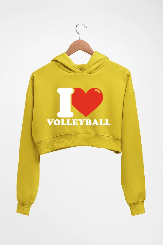 I Love Volleyball Crop HOODIE FOR WOMEN