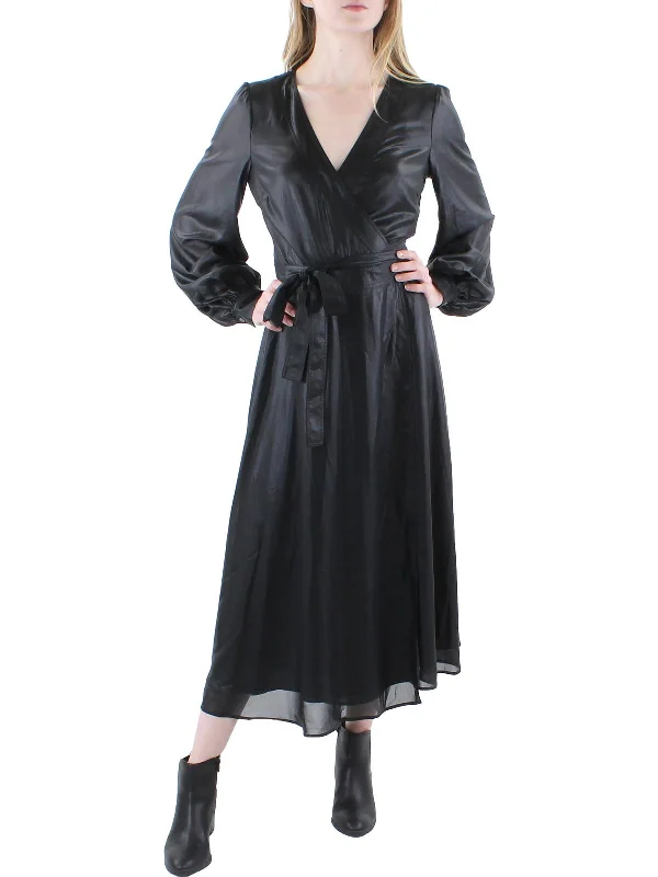 Womens Shimmer Long Wrap Dress