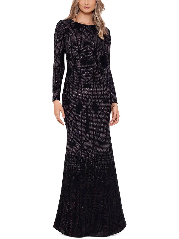 Womens Knit Glitter Evening Dress