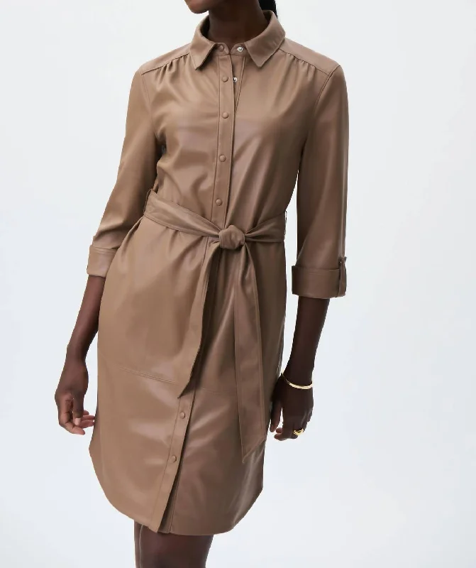 Leatherette Dress In Cappuccino