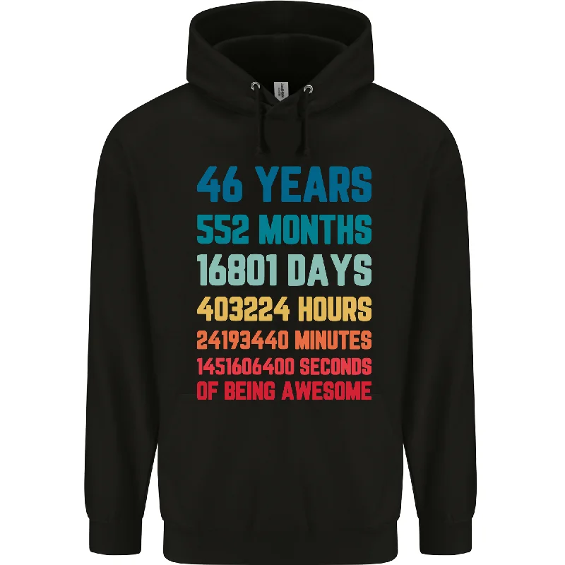 46th Birthday 46 Year Old Mens 80% Cotton Hoodie