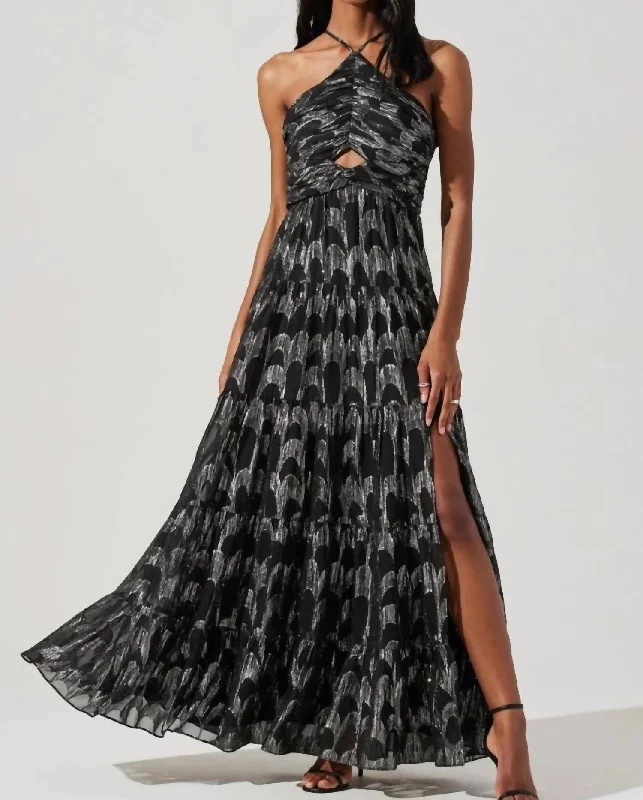 Madeline Halter Dress In Black/silver