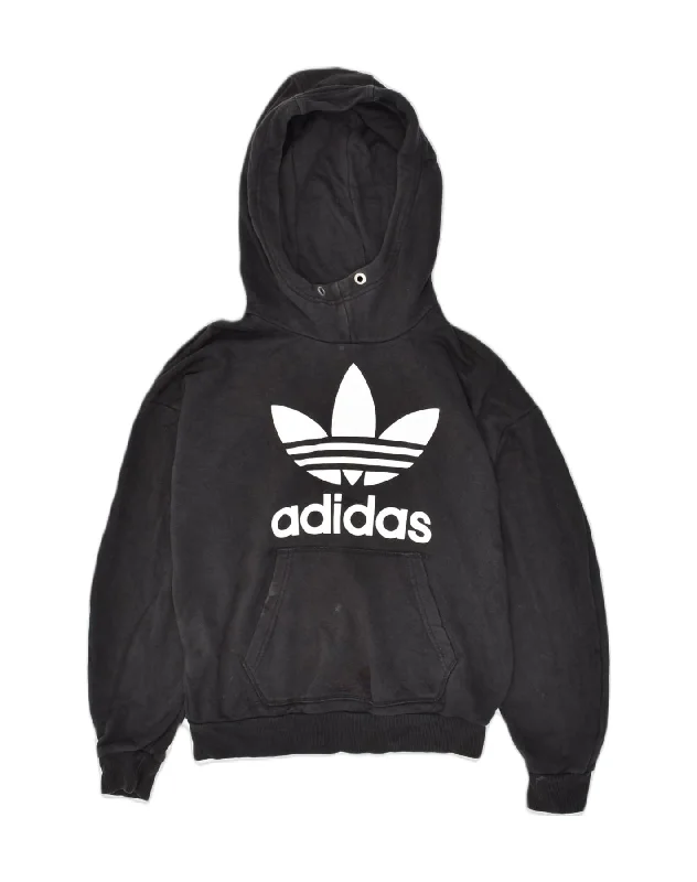 ADIDAS Womens Graphic Hoodie Jumper UK 6 XS  Black Cotton